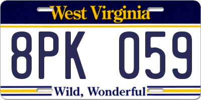 WV license plate 8PK059