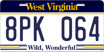 WV license plate 8PK064