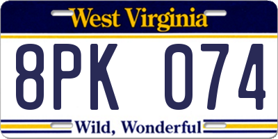 WV license plate 8PK074