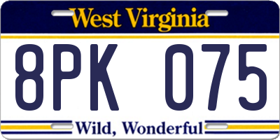 WV license plate 8PK075