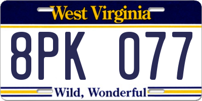 WV license plate 8PK077