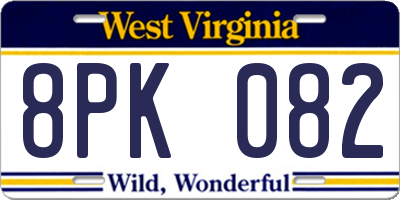 WV license plate 8PK082
