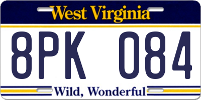 WV license plate 8PK084