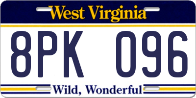 WV license plate 8PK096