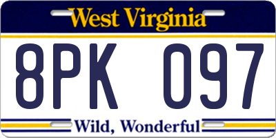 WV license plate 8PK097