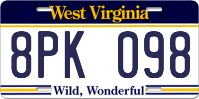 WV license plate 8PK098