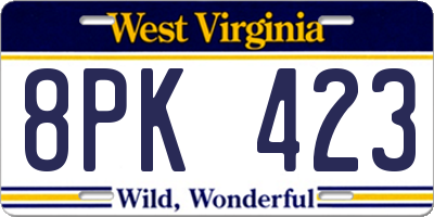 WV license plate 8PK423