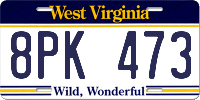 WV license plate 8PK473