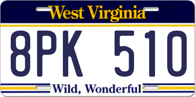 WV license plate 8PK510