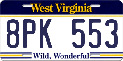 WV license plate 8PK553