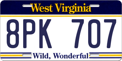 WV license plate 8PK707