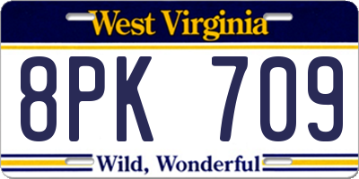 WV license plate 8PK709