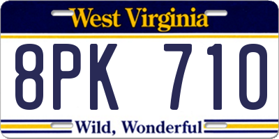 WV license plate 8PK710