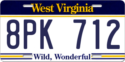 WV license plate 8PK712