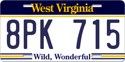 WV license plate 8PK715