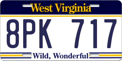 WV license plate 8PK717