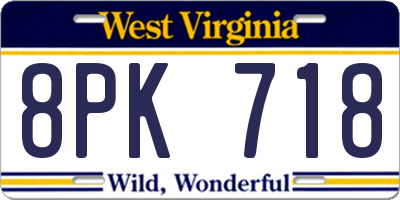 WV license plate 8PK718