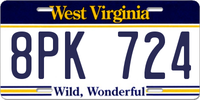 WV license plate 8PK724