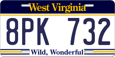 WV license plate 8PK732