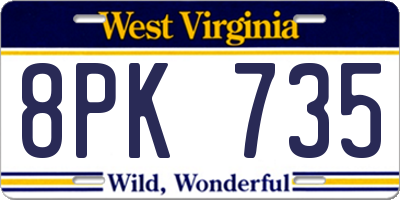 WV license plate 8PK735