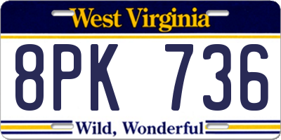 WV license plate 8PK736