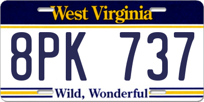 WV license plate 8PK737
