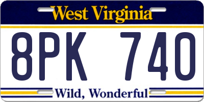 WV license plate 8PK740