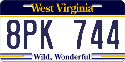 WV license plate 8PK744