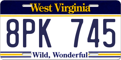WV license plate 8PK745