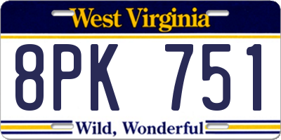 WV license plate 8PK751