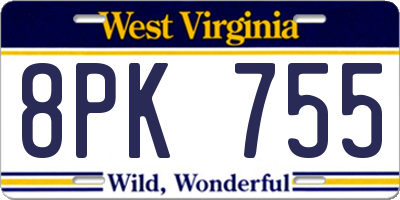 WV license plate 8PK755