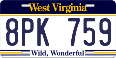 WV license plate 8PK759