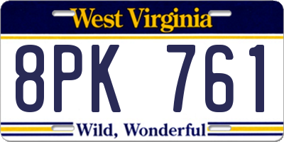 WV license plate 8PK761