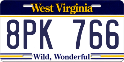 WV license plate 8PK766