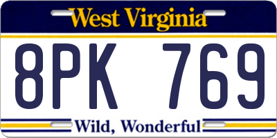 WV license plate 8PK769