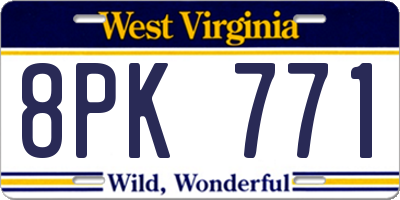 WV license plate 8PK771