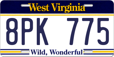 WV license plate 8PK775