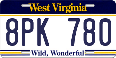 WV license plate 8PK780