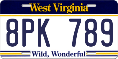 WV license plate 8PK789