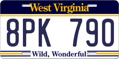 WV license plate 8PK790