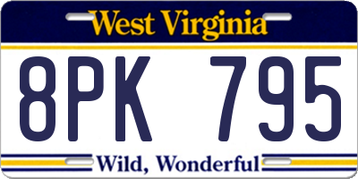 WV license plate 8PK795