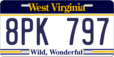 WV license plate 8PK797