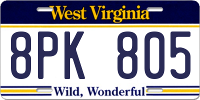 WV license plate 8PK805