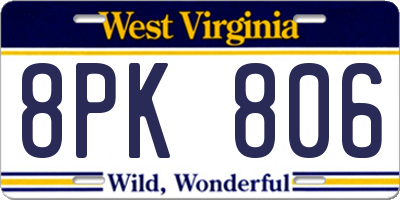 WV license plate 8PK806