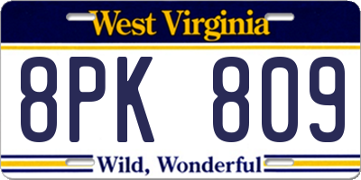 WV license plate 8PK809