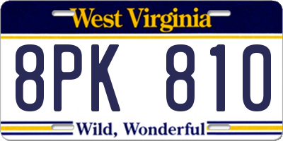 WV license plate 8PK810