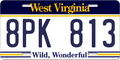 WV license plate 8PK813