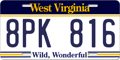 WV license plate 8PK816