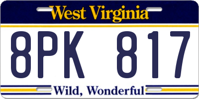 WV license plate 8PK817
