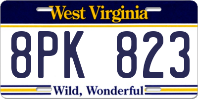WV license plate 8PK823